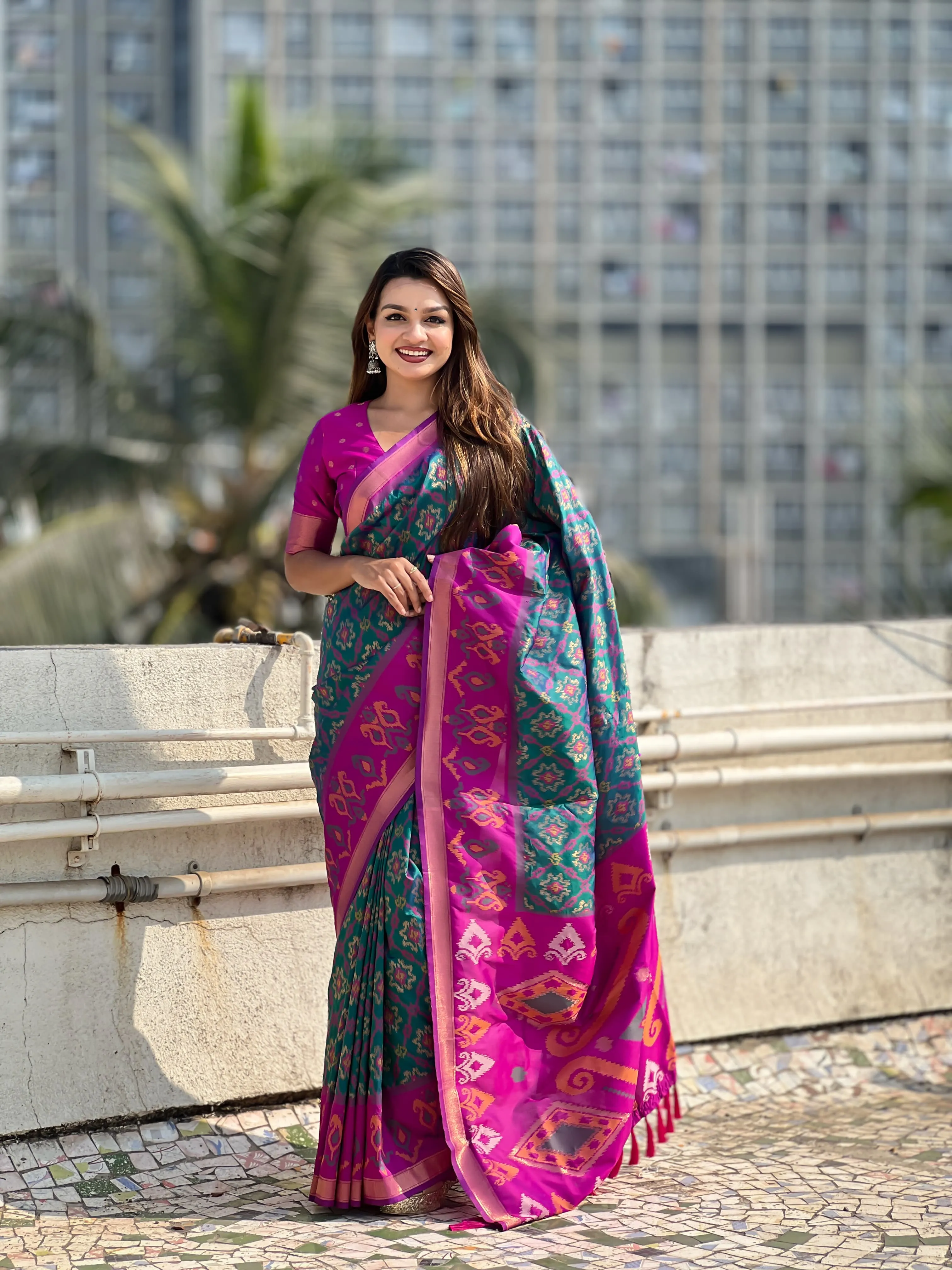 Buy Satarangi Ikkat Premium Saree in Surat - Reseller Bazzar